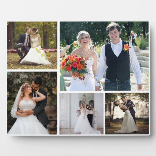 5枚の写真のコラージュ結婚を作成 フォトプラーク (正面)