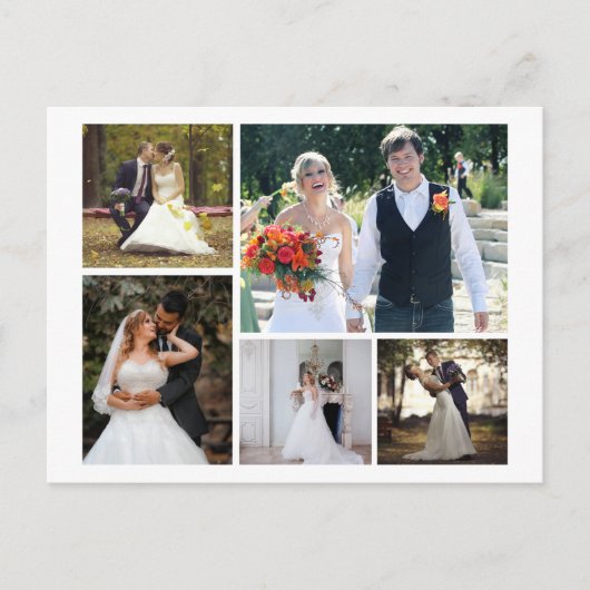 5枚の写真のコラージュ結婚を作成 ポストカード (正面)