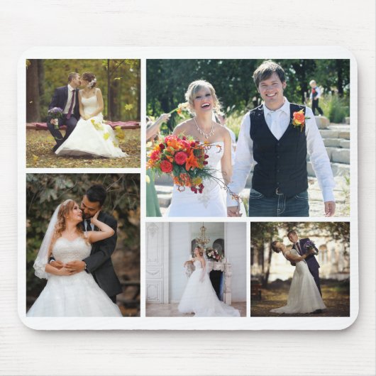 5枚の写真のコラージュ結婚を作成 マウスパッド (正面)