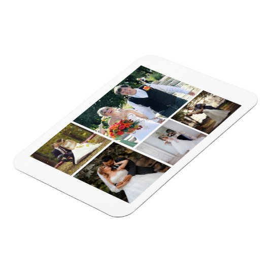 5枚の写真のコラージュ結婚を作成 マグネット (左側)