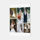 5枚の写真のコラージュ結婚を作成 メタルオーナメント (正面左)