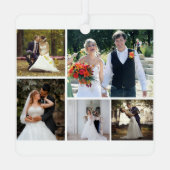5枚の写真のコラージュ結婚を作成 メタルオーナメント (裏面)