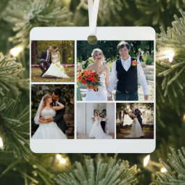 5枚の写真のコラージュ結婚を作成 メタルオーナメント