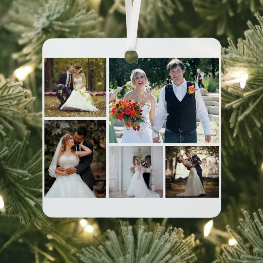 5枚の写真のコラージュ結婚を作成 メタルオーナメント (インサイチュ)