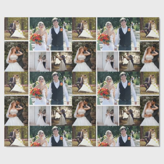 5枚の写真のコラージュ結婚を作成 ラッピングペーパー (フラット)