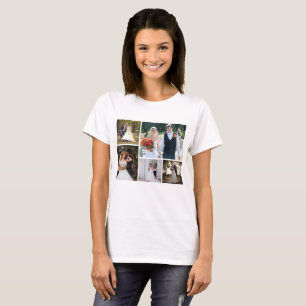 5枚の写真のコラージュ結婚を作成 Tシャツ