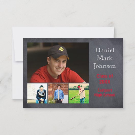 5枚の写真のコラージュ - 3x5 卒業おめでとうのご案内 招待状 (正面)