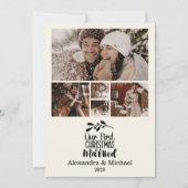 5枚の写真のミニマリスト私たちの最初のクリスマスの結婚 シーズンカード (正面)
