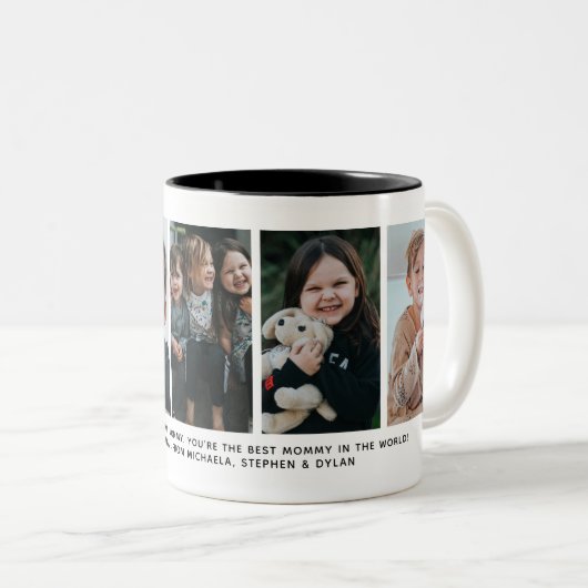 5枚の写真の個人用メッセージ ツートーンマグカップ (正面右)