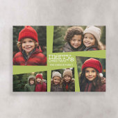 5枚の写真をコラージュしたレトロなデザインのクリスマスグッズ。緑色を基調とした楽しく平和な雰囲気です シーズンカード