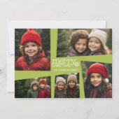 5枚の写真をコラージュしたレトロなデザインのクリスマスグッズ。緑色を基調とした楽しく平和な雰囲気です シーズンカード (正面)