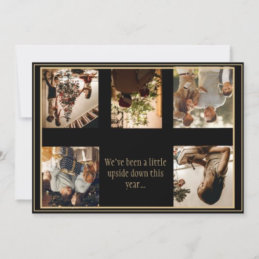 5枚の写真を並べた、逆さまのクリスマスカード ホリデーシーズン シーズンカード (正面)