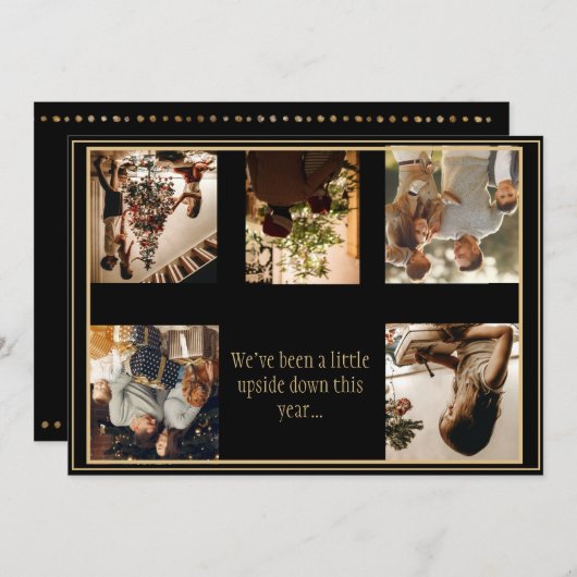 5枚の写真を並べた、逆さまのクリスマスカード　ホリデーシーズン シーズンカード (正面/裏面)