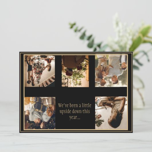 5枚の写真を並べた、逆さまのクリスマスカード ホリデーシーズン シーズンカード (スタンド正面)