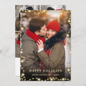 5枚の写真を使ったクリスマスプレゼントのゴールドスパークルグリーティング シーズンカード (正面/裏面)