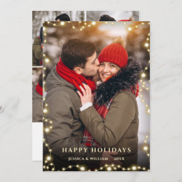 5枚の写真を使ったクリスマスプレゼントのゴールドスパークルグリーティング シーズンカード