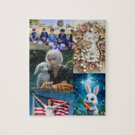 5枚の写真を個人用にパズル、コラージュ写真 ジグソーパズル