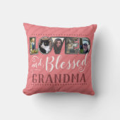 5枚の写真を埋め尽くす賛美おばあちゃん クッション (正面)