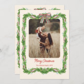 5枚の写真を格子模様の礼拝堂々としたクリスマスフォト シーズンカード (正面/裏面)