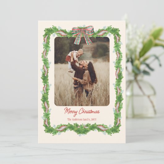 5枚の写真を格子模様の礼拝堂々としたクリスマスフォト シーズンカード (スタンド正面)