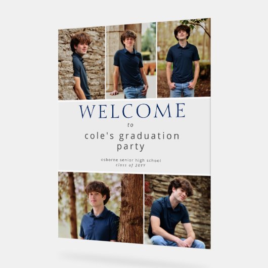 5枚の写真を追加する卒業ブルーウェルカムサイン アクリルサイン (傾斜)