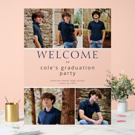 5枚の写真を追加する卒業ブルーウェルカムサイン アクリルサイン (ウェディング)