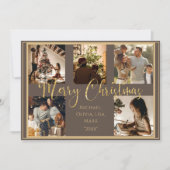 5枚の写真を飾ったクリスマスカード ゴールドのホリデーシーズン シーズンカード (正面)