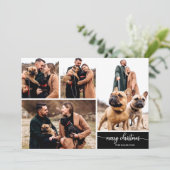 5枚の写真を飾ったスタイリッシュなクリスマスブラック 招待状 (スタンド正面)