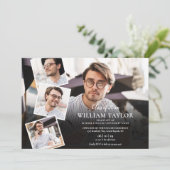 5枚の写真を飾る 現代的な卒業パーティー 招待状 (スタンド正面)