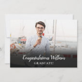 5枚の写真を飾る 現代的な卒業パーティー 招待状 (裏面)