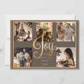 5枚の写真を飾れる クリスマス ホリデーシーズンの喜びを表すゴールドのカード (正面)