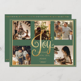 5枚の写真を飾れる クリスマス ホリデー ジョイ ゴールド コラージュ