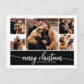 5枚の写真コラージュスタイリッシュメリークリスマスブラック ポストカード (正面)