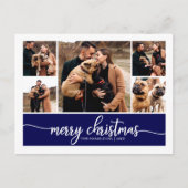 5枚の写真コラージュスタイリッシュメリークリスマスブルー ポストカード (正面)