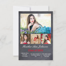 5枚の写真コラージュ縦型 – 3x5グラードアナウンスメント 招待状