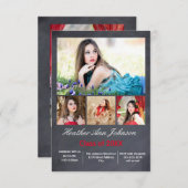 5枚の写真コラージュ縦型 – 3x5グラードアナウンスメント 招待状 (正面/裏面)