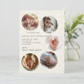 5枚の写真コラージュ誕生 案内状 (スタンド正面)