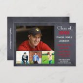 5枚の写真コラージュ – 3x5卒業のお知らせ 招待状 (正面/裏面)