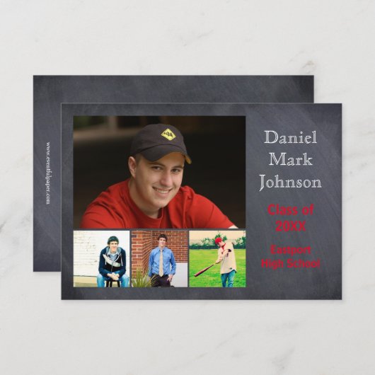 5枚の写真コラージュ- 3x5卒業案内 招待状 (正面/裏面)