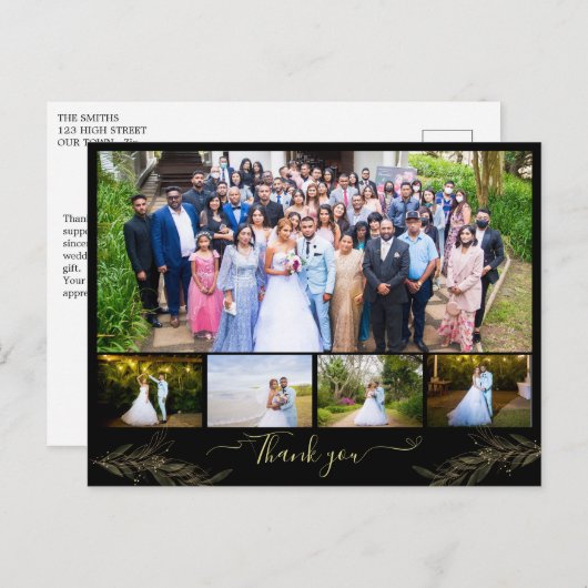 5枚の写真パーソナライズされたサンキューカードテンプレート ポストカード (正面/裏面)