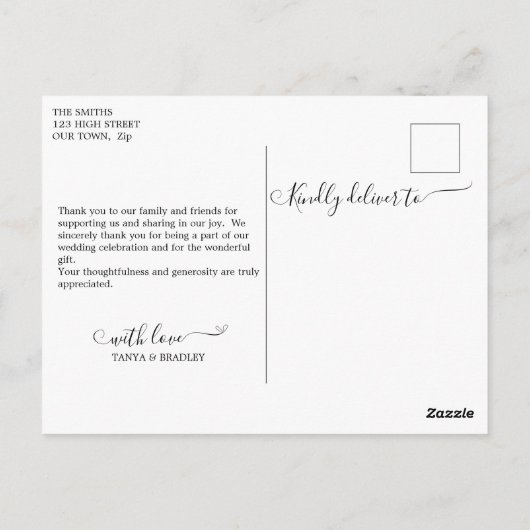 5枚の写真パーソナライズされたサンキューカードテンプレート ポストカード (裏面)