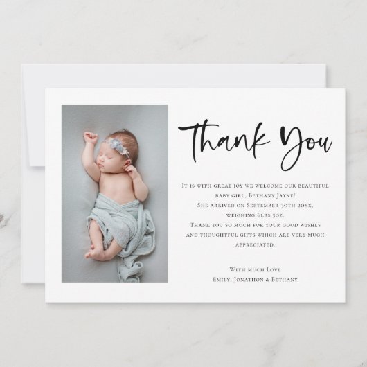 5枚の写真ベビーガールまたはボーイスクリプト 案内状 (正面)