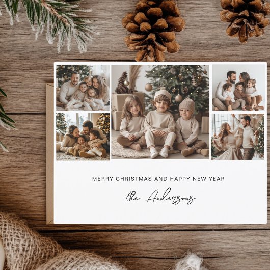 5枚の写真メリークリスマスと新年おめでとう ポストカード