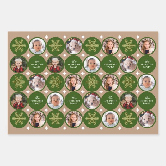 5枚の写真モダンユニーク家族のクリスマス ラッピングペーパーシート (正面3)