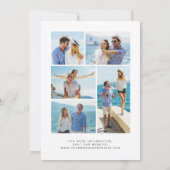 5枚の写真入りターコイズブルー+ゴールド+アゲートの結婚式 招待状 (裏面)