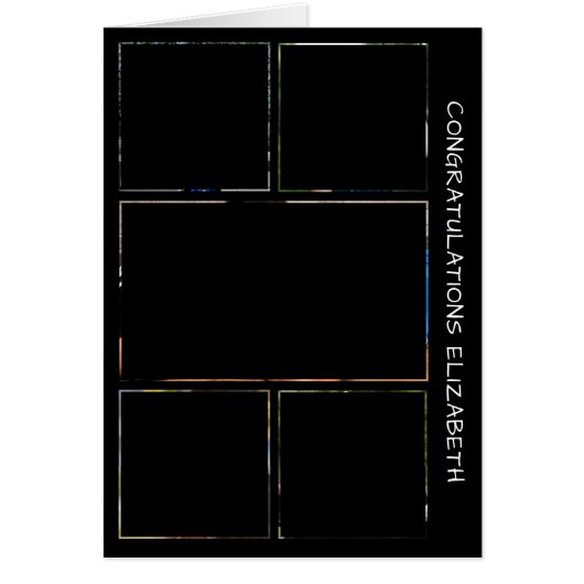 5枚の写真卒業コラージュ誕生日カード (正面)