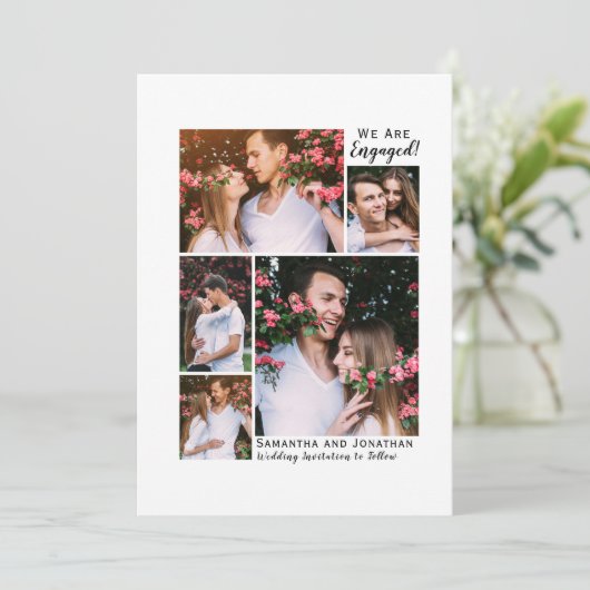5枚の写真婚約した婚約 招待状 (スタンド正面)