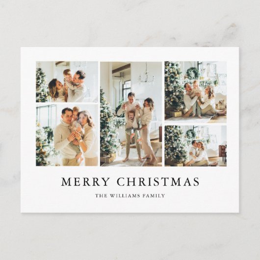 5枚の写真素朴シンプルミニマル予算クリスマス シーズンポストカード (正面)