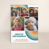 5枚の写真縁ど- Merry Christmasレトロラインアート シーズンカード