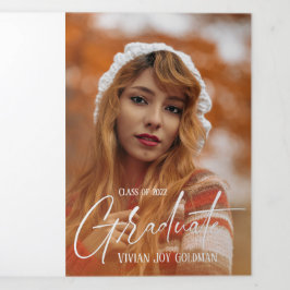 5枚の写真3枚の卒業発表カード 三つ折りクリスマスカード